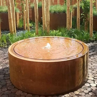 Tính năng trang trí nước ngoài trời Bàn nước tròn bằng thép Corten 100cm