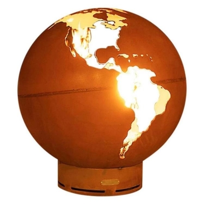 Quả cầu lửa bằng thép 36 inch Trái đất Corten Gỗ Đốt quả cầu kim loại Hố lửa