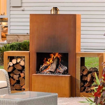Lò sưởi bằng thép Corten đốt gỗ tự do