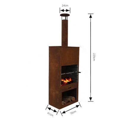 OEM ODM Lò sưởi ngoài trời Corten Thép Chiminea 1500mm Chiều cao