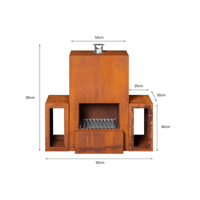 Lò sưởi bằng thép Corten đốt gỗ tự do