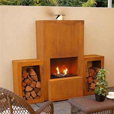 Lò sưởi bằng thép Corten đốt gỗ tự do