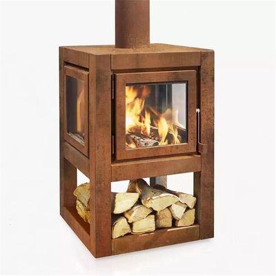 Đốt củi ngoài trời Lò sưởi bằng thép Corten độc lập ngoài trời Lò sưởi bằng kim loại