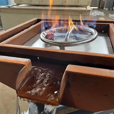 Trang trí ngoài trời Corten Steel Gas Fire Pit Water Bowl cho bể bơi